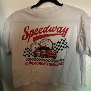 Speedway crop top - White and Red
